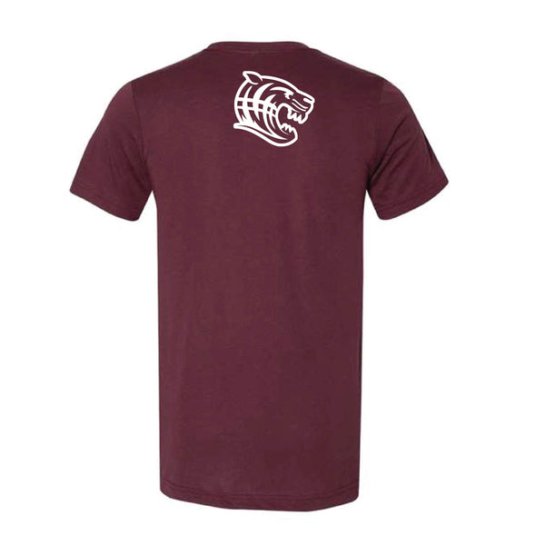 Solid Maroon DC Tiger Shirt Script-White Ink